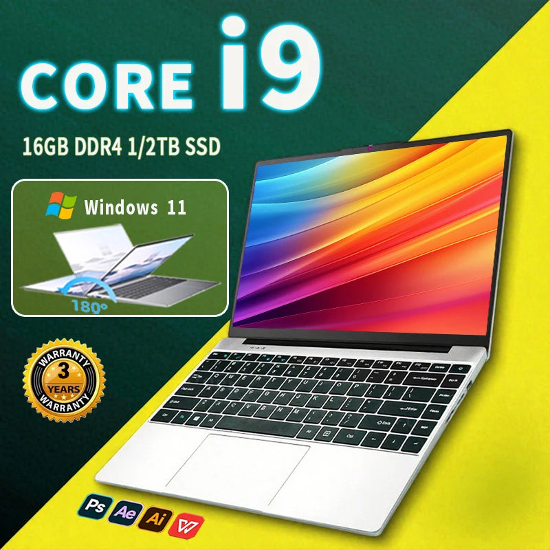 2025 Portable Gaming Laptop Computer PC Core i9 8950HK  Windows 11 Por  14.1" Notebook 16GB RAM 1TB 2TB SSD Office games