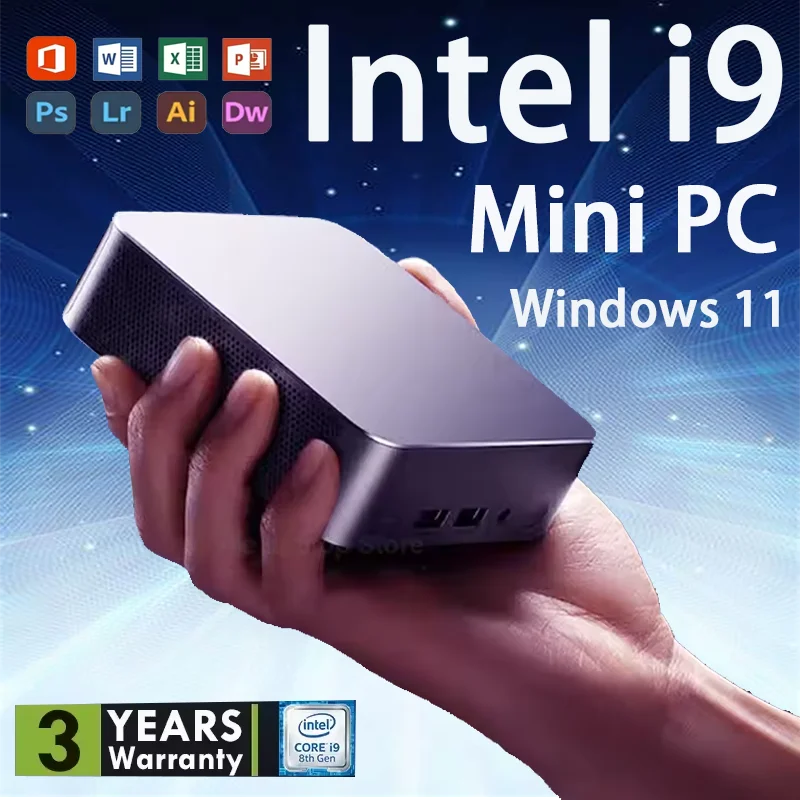 Portable Gamer Desktop Mini PC Intel Core i9 8950HK 16G RAM 1TB SSD Windows 11 Wifi6 Mini Computer Business Office Desktop PC