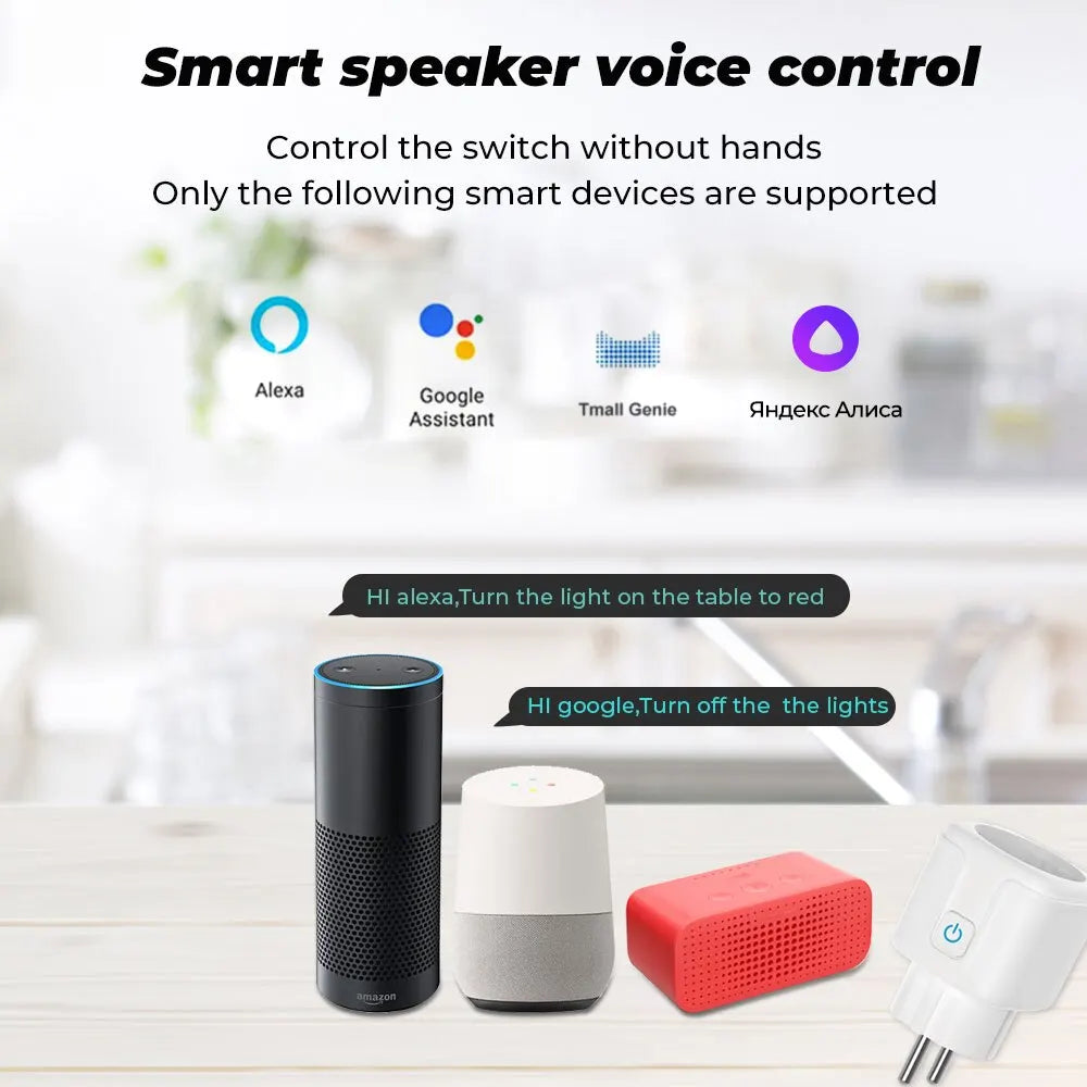 Tuya Smart Socket EU16A/20A Wifi Smart Plug With Power Monitoring Smart Life APP Remote Control Support Google Assistant Alexa