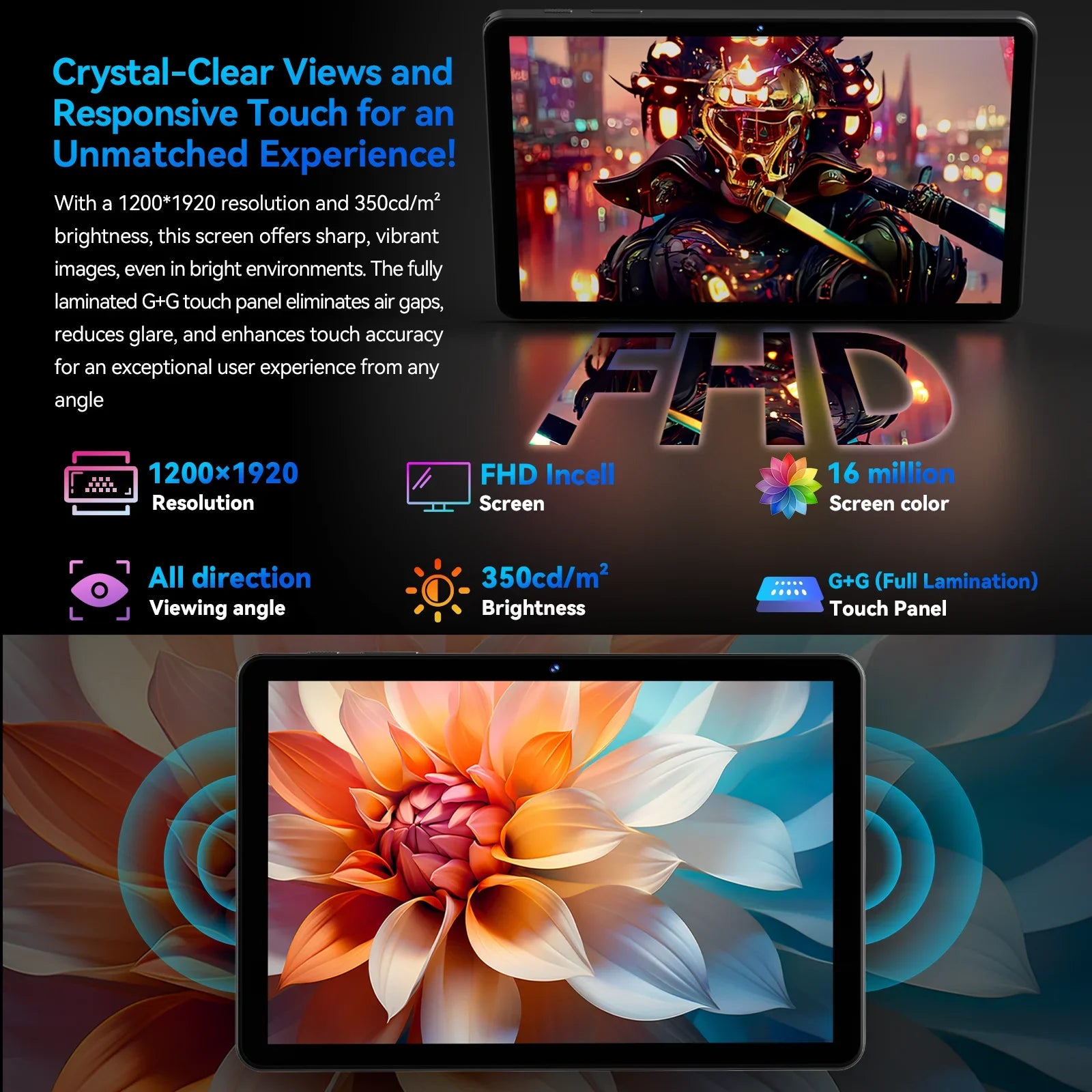 Headwolf WPad6 Android 15 WiFi Tablet 10.1 inch FHD 1920 * 1200, 4+4GB RAM + 128GB ROM/Widevine L1/6000mAh