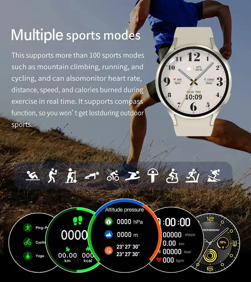 KESHUYOU 2025 New Women's Fashion Smart Watch 6 Bluetooth Calling Health Monitoring Alarm Men's Sports Smartwatch