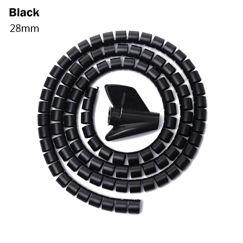 2M Spiral Cable Wire Protector Cable Organizer Computer Cord Protective Tube Clip Organizer Management Tools 10/16/22/28/32mm
