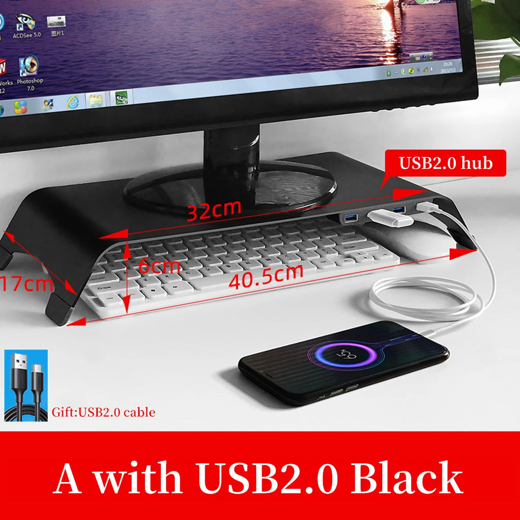 Universal Monitor Stand Holder Aluminum Alloy Laptop TV PC Monitor Stand Bracket Organizer Home Office Desktop Monitor Riser