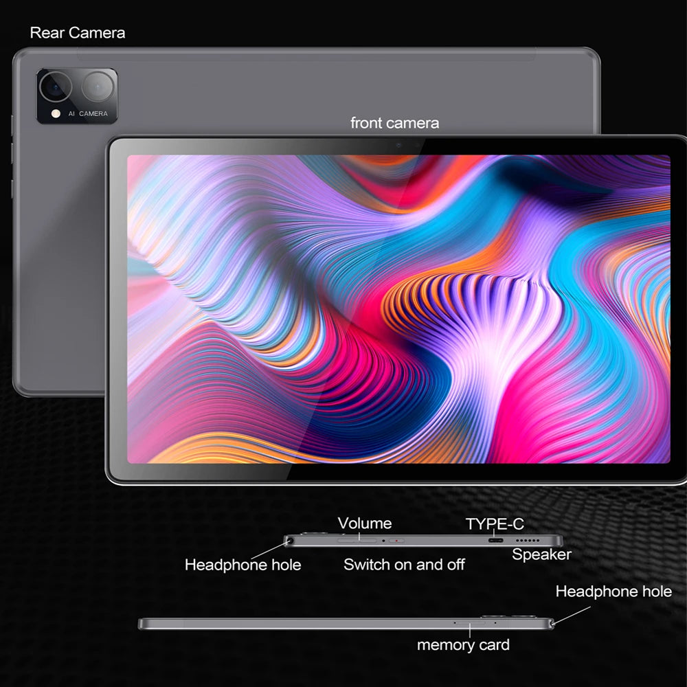 BDF P60 New 10.1 Inch Tablets Android 12 Ten Core 8GB RAM 256GB ROM Dual 4G LTE Phone Call Dual WiFi Bluetooth Google Tablet PC