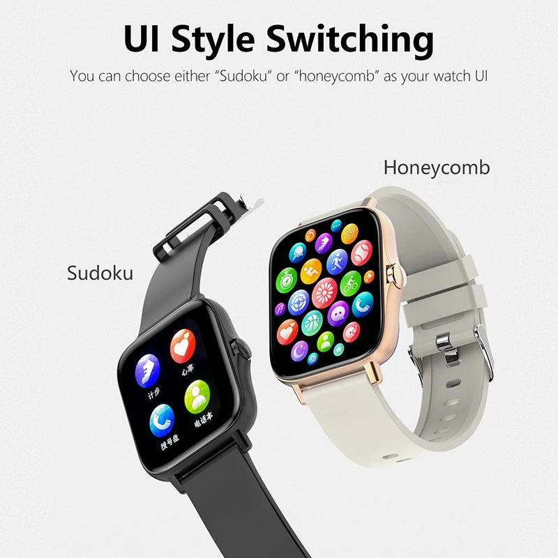 HOMEFISH Smart Watch Android Phone 1.44''Inch Color Screen Bluetooth Call Blood Oxygen/Pressure Monitoring Smart Watch Women Men