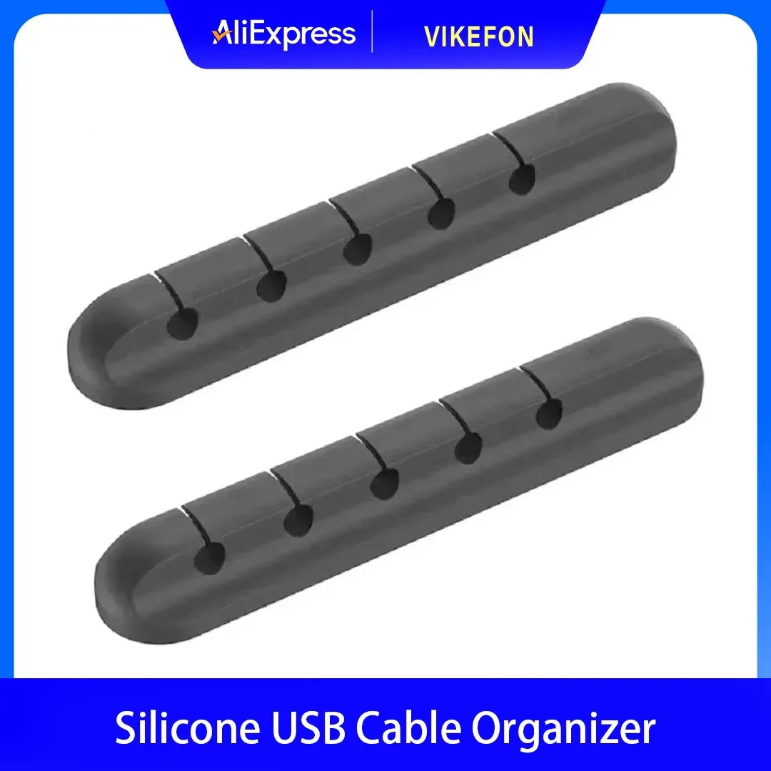 2Pcs Cable Organizer Management Wire Holder Flexible USB Cable Winder Tidy Silicone Clips For Mouse Keyboard Earphone Protector