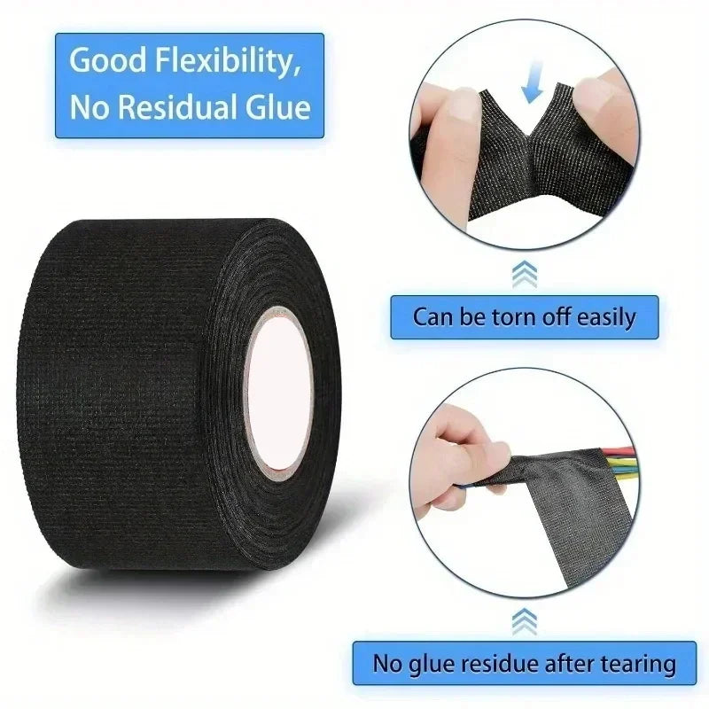 Car Cable Harness Wiring Fabric Loom Electrical Heat Tape Resistant Wiring Bundle Tape Coroplast Adhesive Automotive Cloth Tape