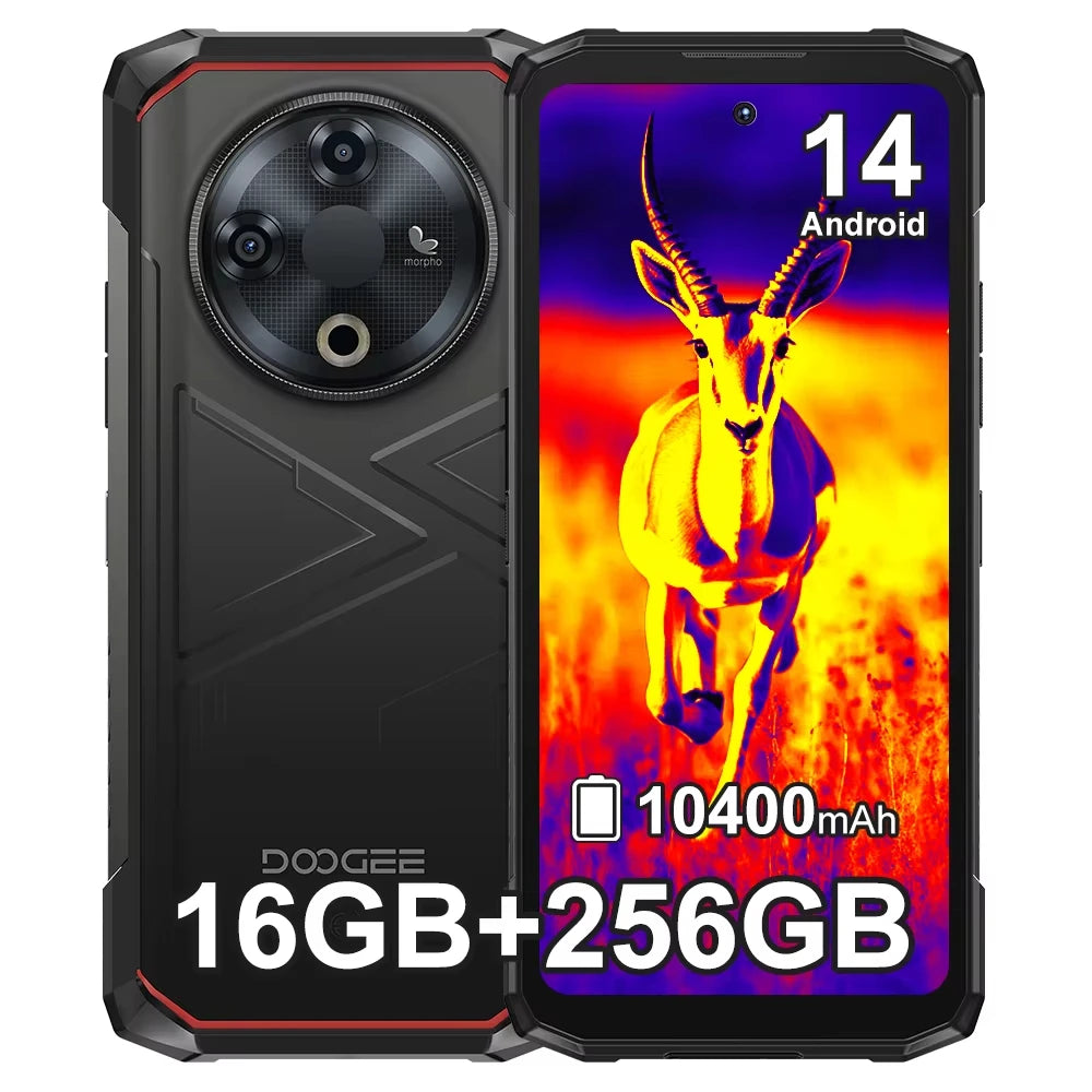 DOOGEE Fire 6 Thermal Imaging Rugged Smartphone 16GB(6+10) 256GB 6.56" Display 50MP Camera 10400mAh/18W Android 14 Cellphone
