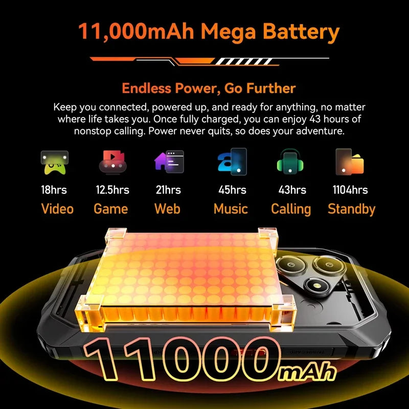 Blackview OSCAL Marine 2 Rugged Smartphone Android 15 11000mAh Battery AI Phone 6.56Inch HD+ Unisoc T615 8GB+256GB Cellphone NFC