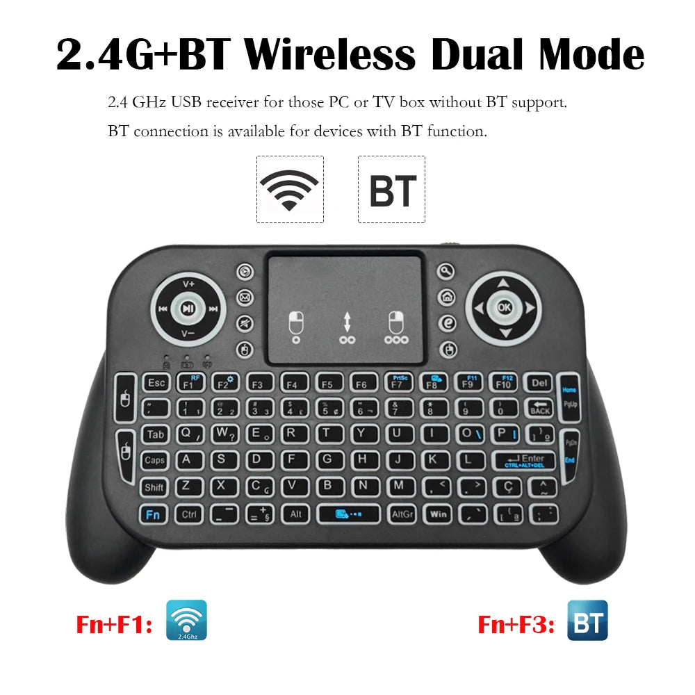 Portable Mini Wireless Keyboard V8 7 Backlit 2.4G Bluetooth Touchpad Air Mouse Remote Control for Android TV Box