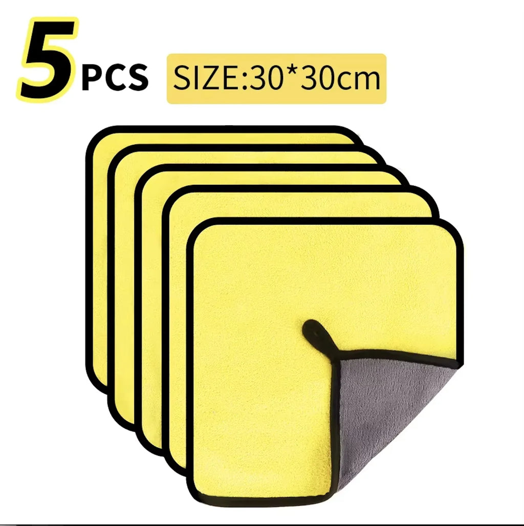 1/2/6pcs Microfiber Cleaning Towel Thicken Soft Drying Cloth Car Body Washing Towels Double Layer Clean Rags Car Accessories