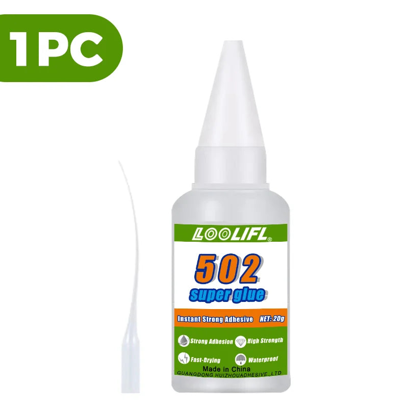 Hot Sell1-2pcs 502 Super Glue Instant Quick-drying Cyanoacrylate Adhesive Leather Rubber Wood Metal Strong Bond Liquid Glue Tool