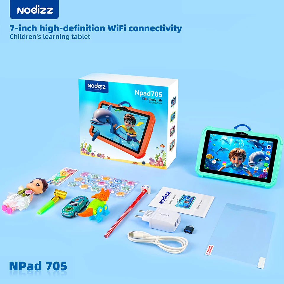 7 inch Kids Tablet PC Android 14.0 Children Learning Tablets 4GB+128GB 5G WiFi Parental Control Dual Camera Best Christmas Gifts