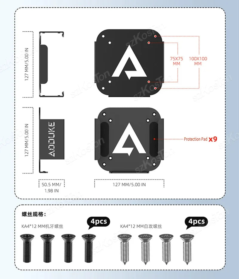 For Mac Mini M4 Desktop Computer Under Desk Stand Metal Mount Holder Behind The VESA Monitor for Mac Mini M4 Pro PC Accessories