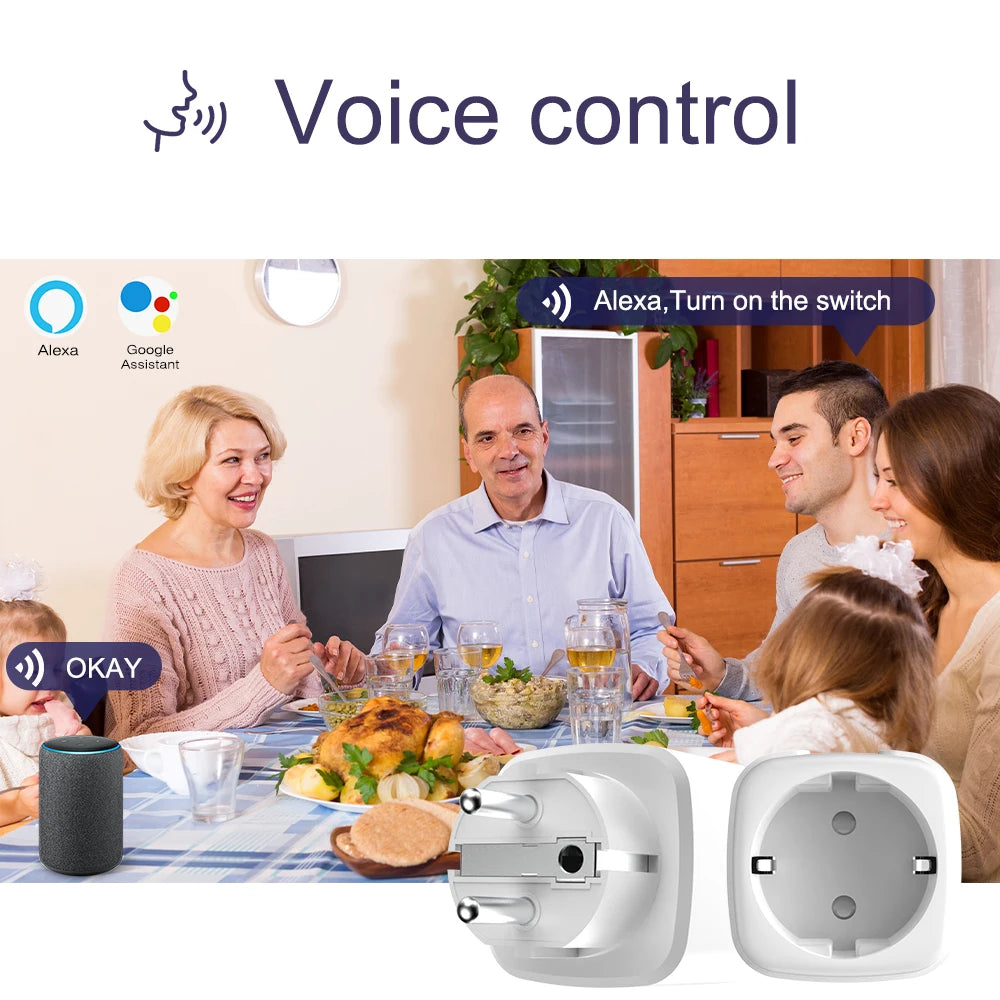 SIXWGH Smart Home Socket WiFi 16A EU/FR Plug Outlet Cozylife Remote Control Timer Power Monitor Support Voice Google Home Alexa