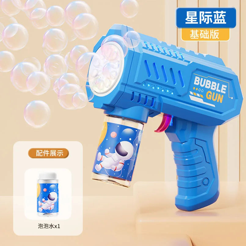 Full-Automatic Space Bubble Blowing Toy Bubble Gun Outdoor Bubble Machine Gift Holiday Gift Toy (Without Bubble Water)