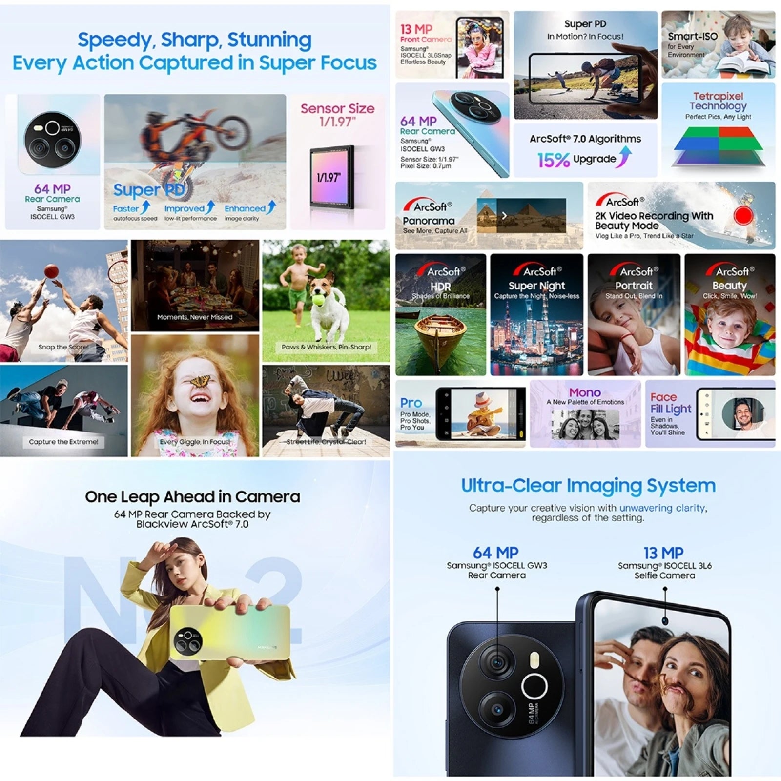 Blackview SHARK 8 Smartphone 8GB+256GB Helio G99 Android13 Mobile 6.78'' 2.4K Display 120Hz 64MP 5000mAh 33W NFC Cellphone