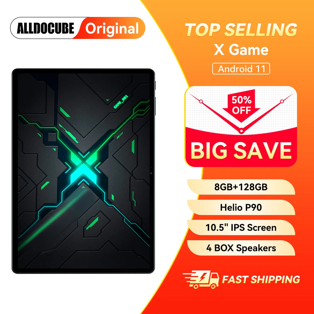 ALLDOCUBE X Game 10.5" Games Tablet 8GB+128GB Helio P90 6-axis Gyro High Accuracy PowerVR 7500mAh Big Battery