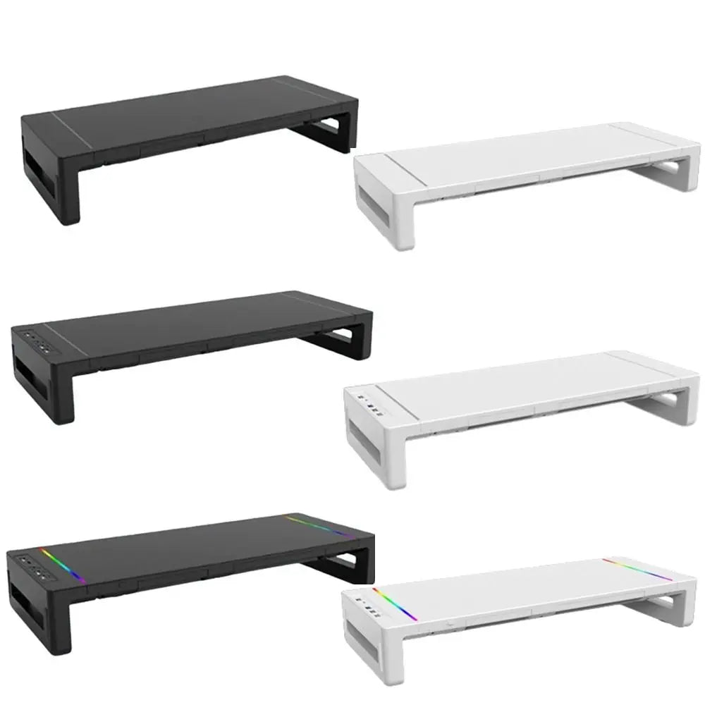 RGB Lights Monitor Stand Riser with USB Foldable with Storage Drawer Laptop Holder USB 3.0 & 2.0 Hub Adjustable Length