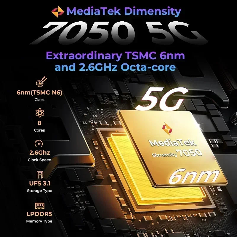 HOTWAV Hyper 7 Pro 5G Rugged Smartphone Dimensity 7050 6.6'' FHD+ 120Hz 16GB+256GB Mobile Phone 10800mAh 200MP 33W NFC Cellphone