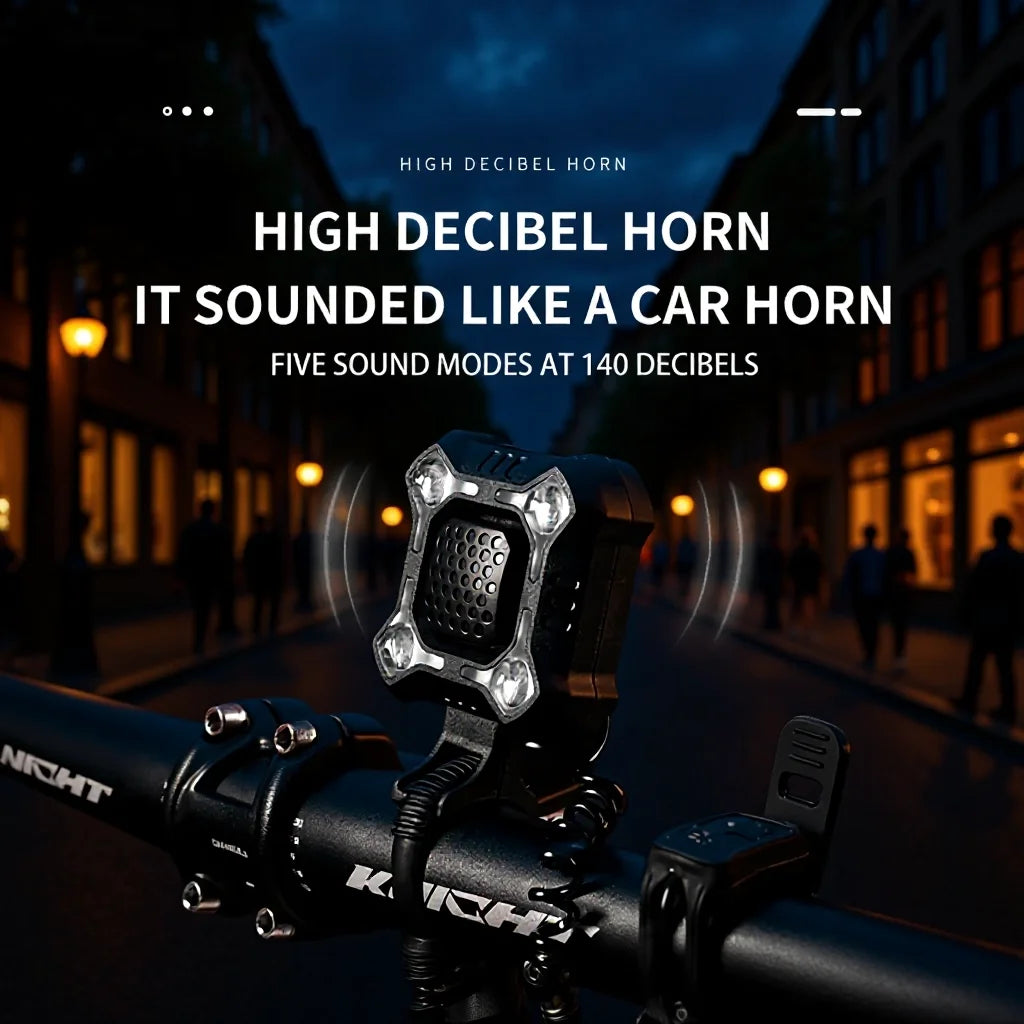 Bicycle Electronic Bell Light Scooter E-bike USB Charging Cycling Warning Alert Safety Riding Device