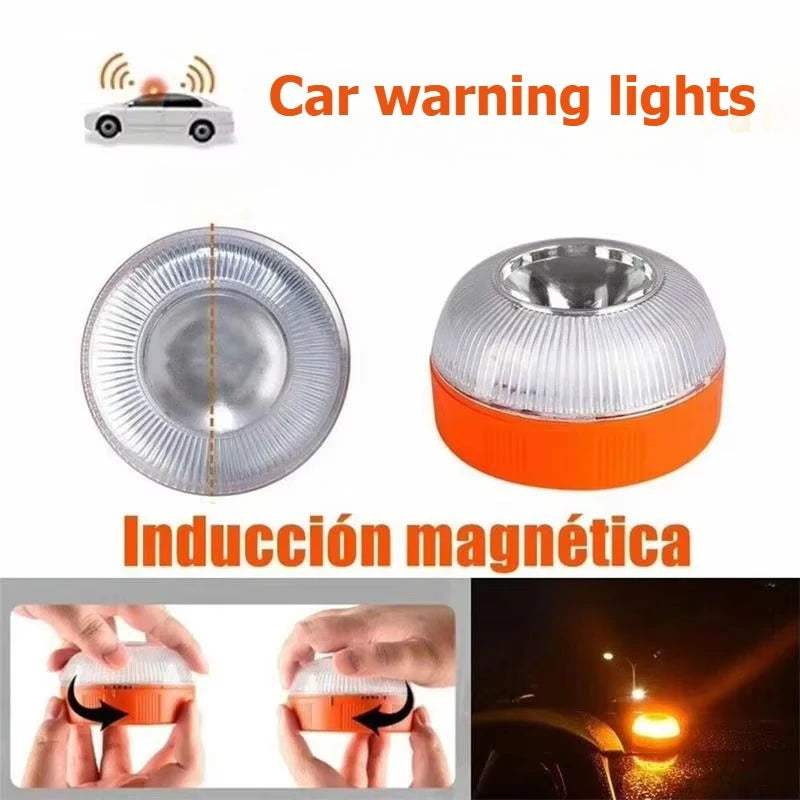 Led Car Strobe Warning Light Portable Emergency Light Magnetic Induction Road Accident Light Safety Accessory Flashing Light