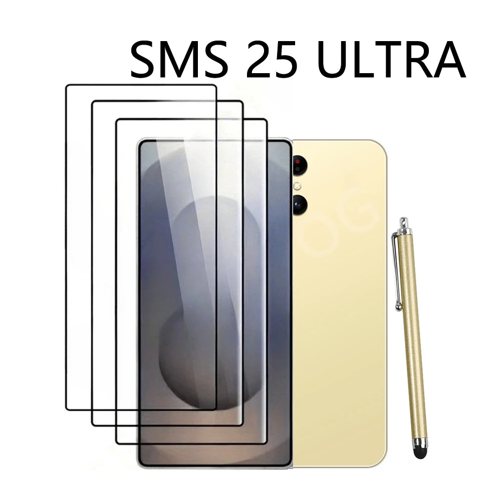 Screen Protector For SMS25 Ultra Mobile Phones 22GB+2TB Cell Phone Tempered Glass Film For Android Smartphone 7.3''HD Cellphone