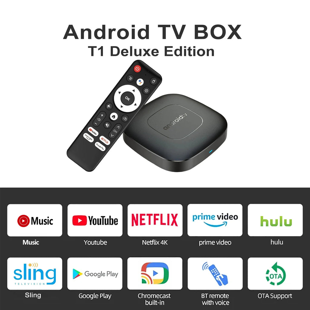 Mortal T1 Android14 Smart Streaming Media Player TV Box Bluetooth Google Assistant AllwinnerH313 2.4G5G Wifi 4K Global Version