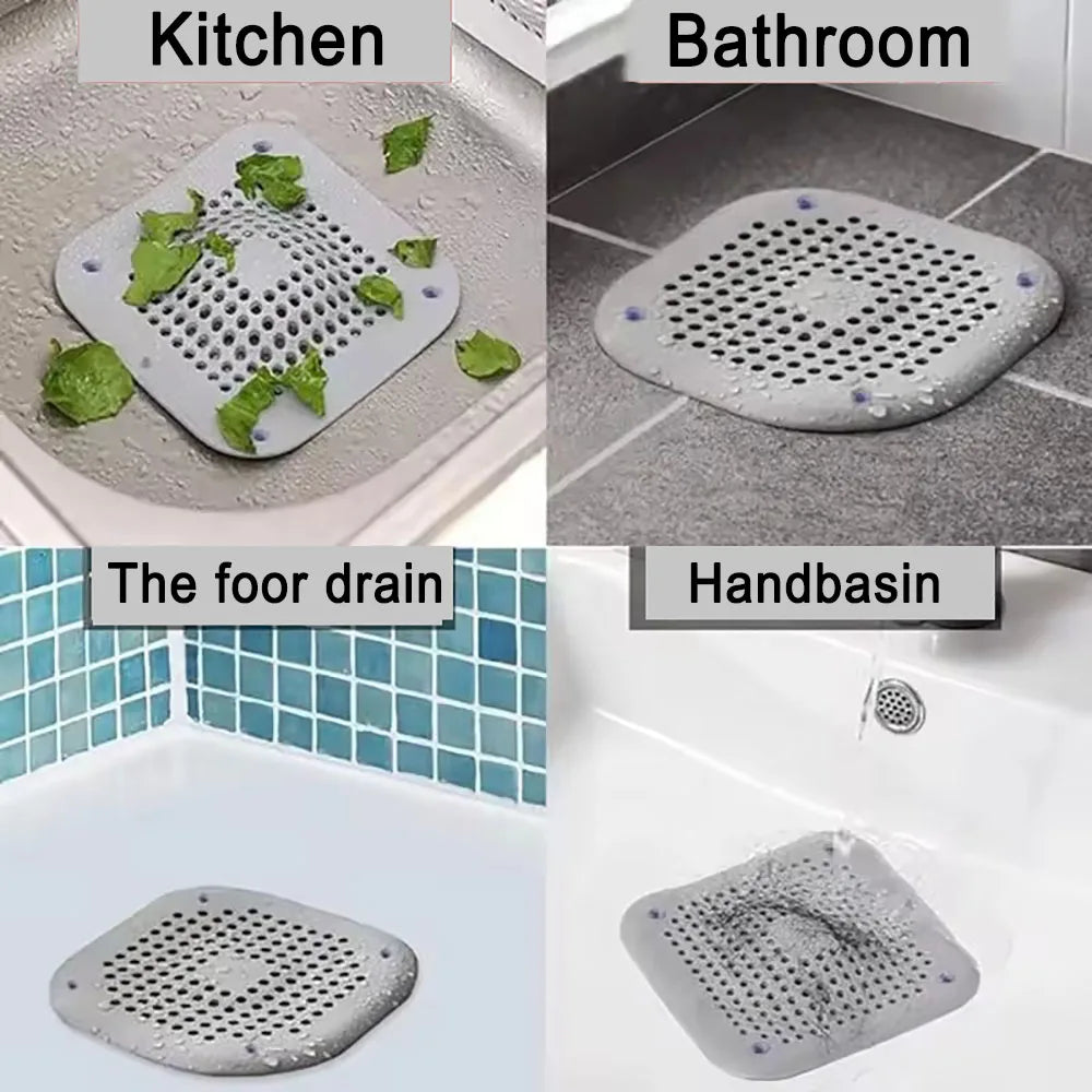 Silicone With Suction Cup Floor Drain Sticker Bathroom Sewer Hair Filter Drain Cover Home Floor Drain Mat Bathroom Accessories