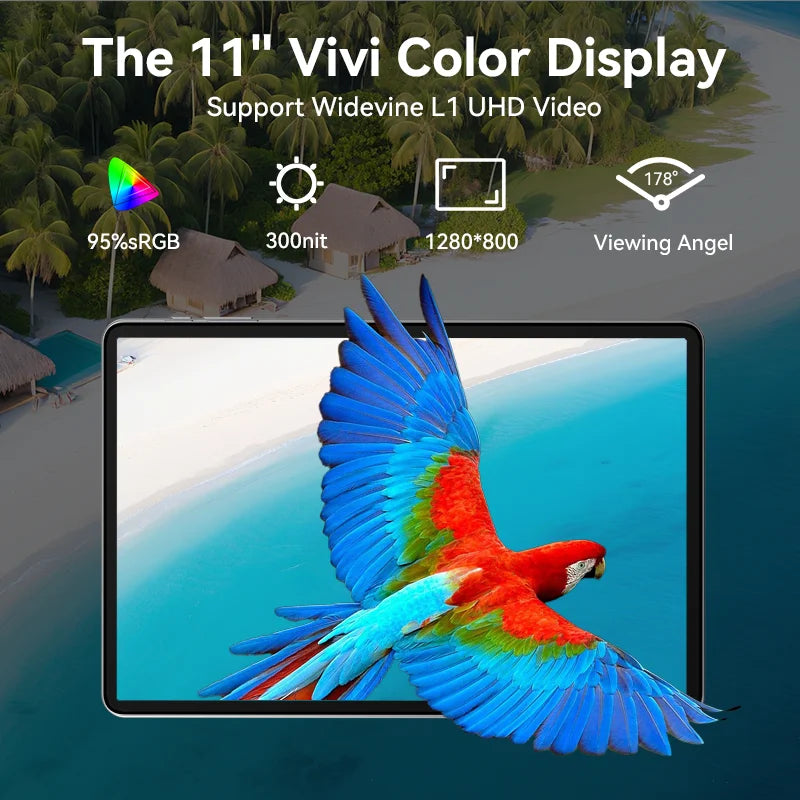 SVITOO 11" 2025 Tablet Android 15 Octa-Core T606 16GB RAM 128GB ROM 8000mAh Battery Type-C Widevine L1 PC Tablets Global Version