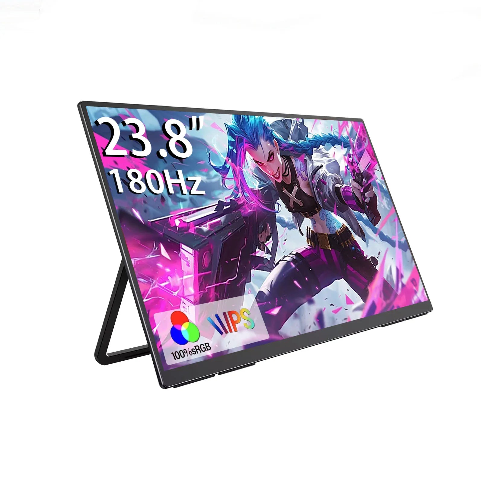AHXJKA 23.8" 100Hz Portable Monitor w/178° Adjustable Stand Type-C HDMI IPS Eye Care External Computer Display for Laptop pc