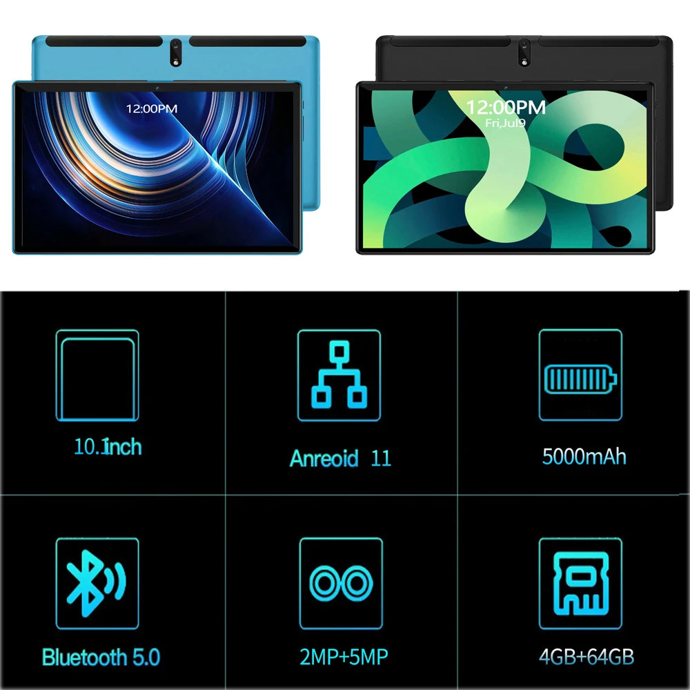 New 10.1-Inch Tablet M107 4GB (expandable 128GB) RAM+64GB ROM Android 11.0 Dual camera Dual card 1280x800 IPS screen 5000mAh
