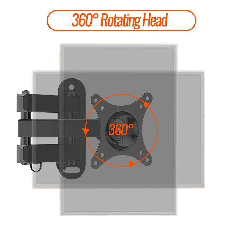 20° tiltable TV Wall Mount Bracket 360° Rotated Holder Universal TV Mounts for 14-24'' Computer Monitor Stand Monitor Flat Panel