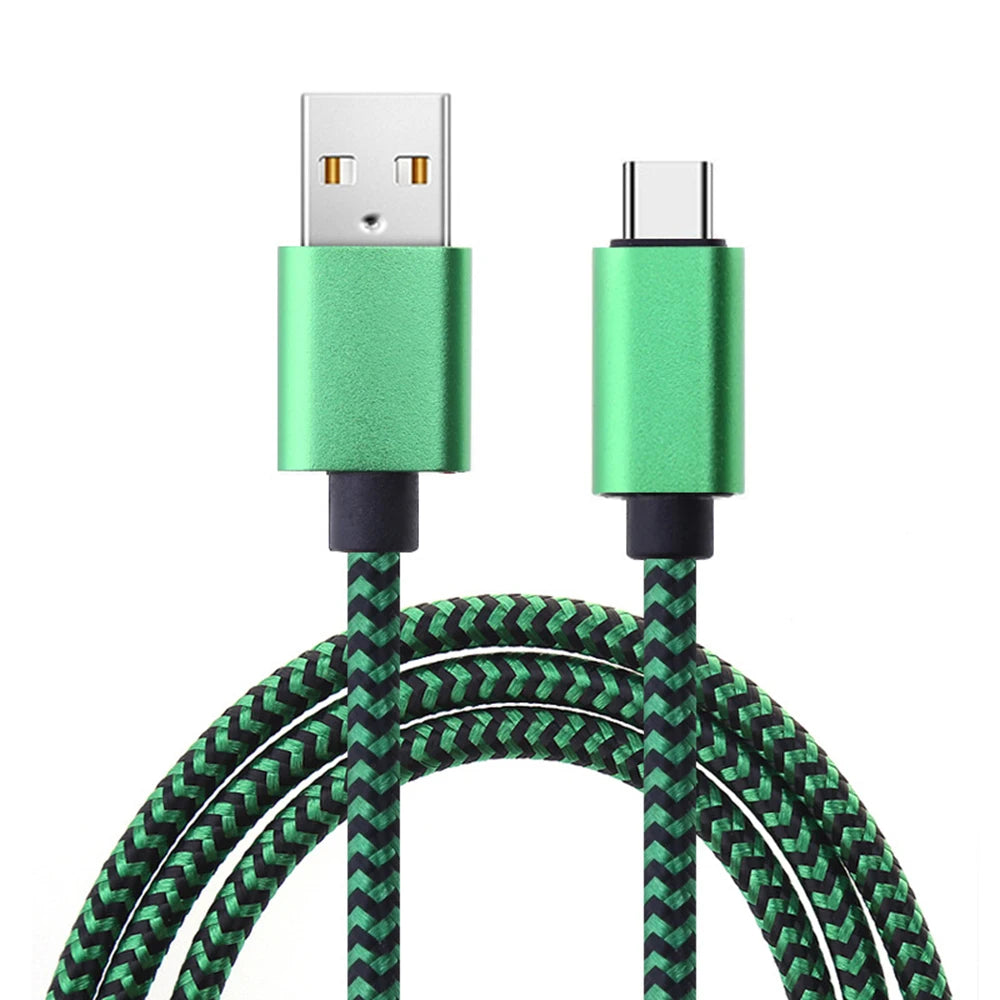 USB Type C Cable Date Sync 2.4A Fast 1M 2M 3M Charging Nylon Braided Wire Charger Cable For Samsung Huawei Android Mobile Phone