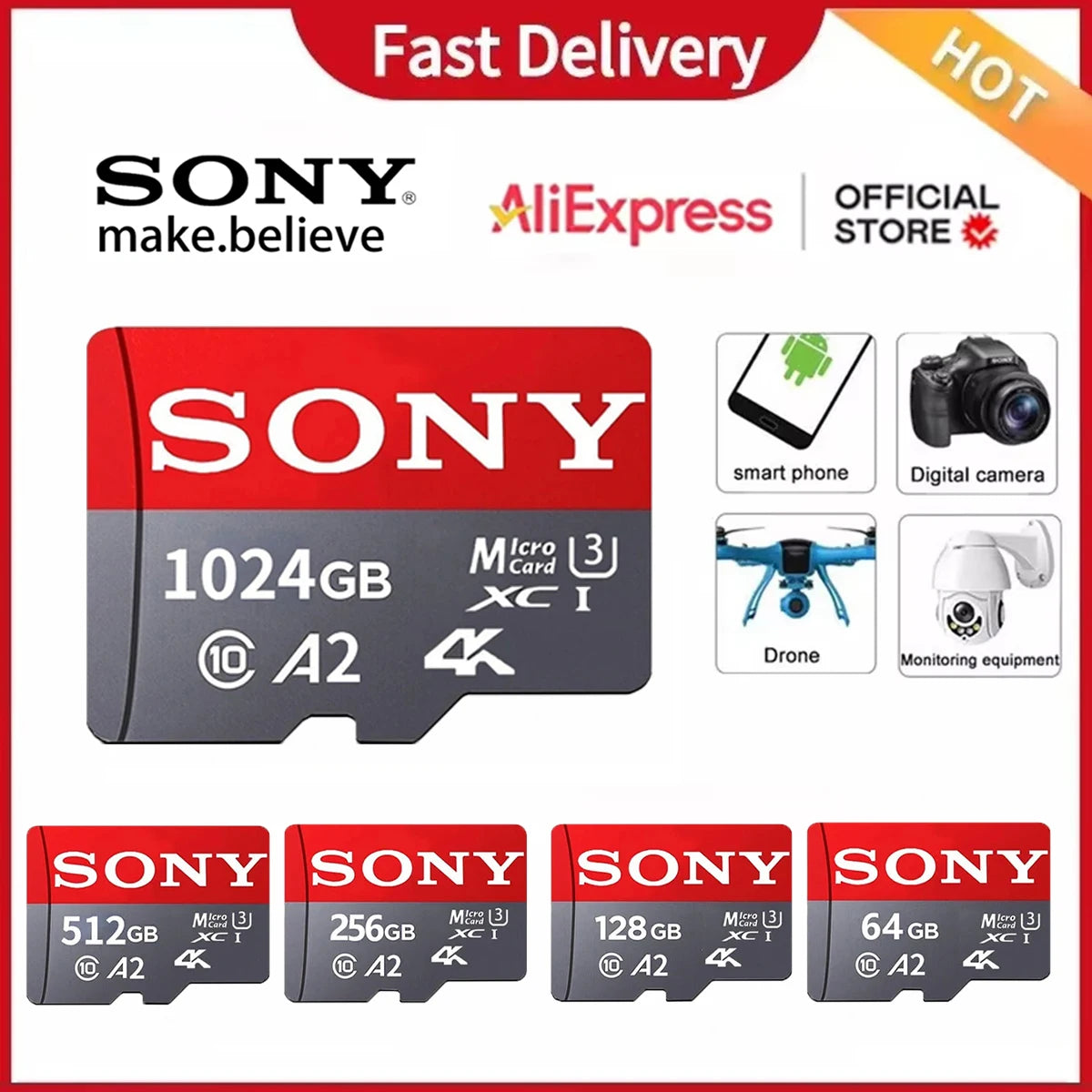 SONY Micro SD TF Card 1TB Memory Card Class 128GB 256GB High Speed Cartao De Memoria Flash Memory TF Mecard C10 For Xiao Mi