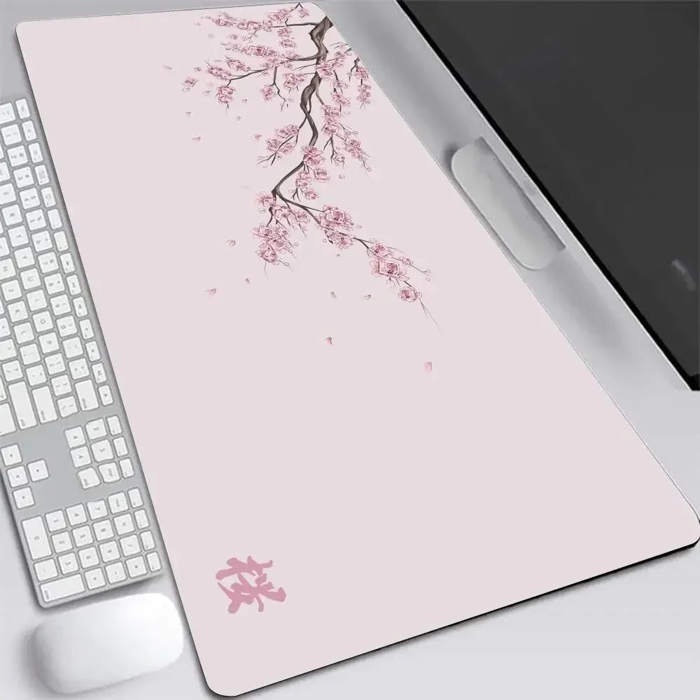 Japan Cherry Blossom Mouse Pad XXL Gray Laptops Gaming Deskmat Sakura Mousepad Anime Office Carpet Gamer Keyboard Computer Desks