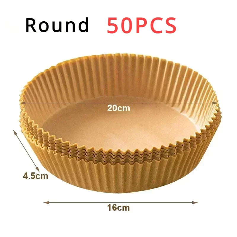 50/100PCS Air Fryer Disposable Paper Square Round Baking Paper Barbecue Plate NonStick Mat Kitchen Oven Oil Absorbing Paper Tool