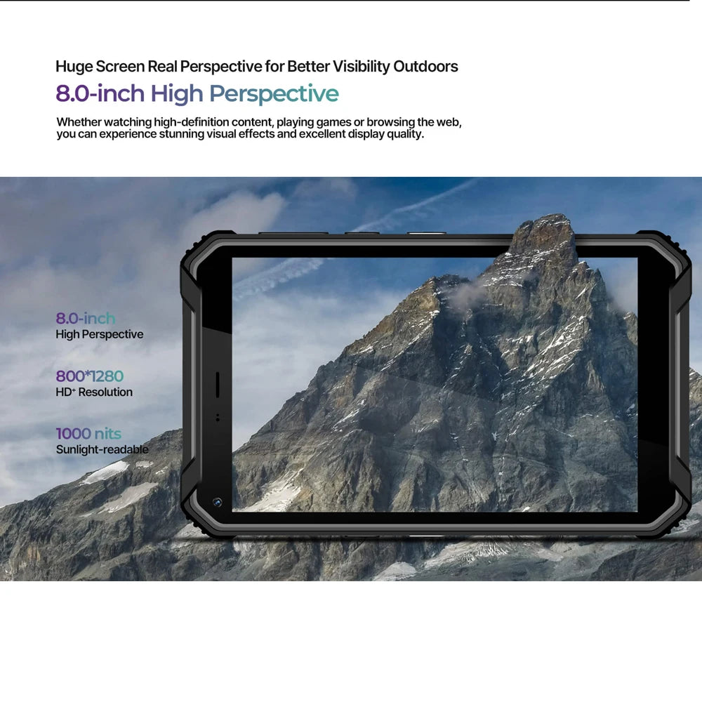 8 Inch 1000Nit Sunlight Readable Rugged Android Tablet PC IP68 Waterproof 6+128GB for DJI Drone Monitor Motorcycle Navigation