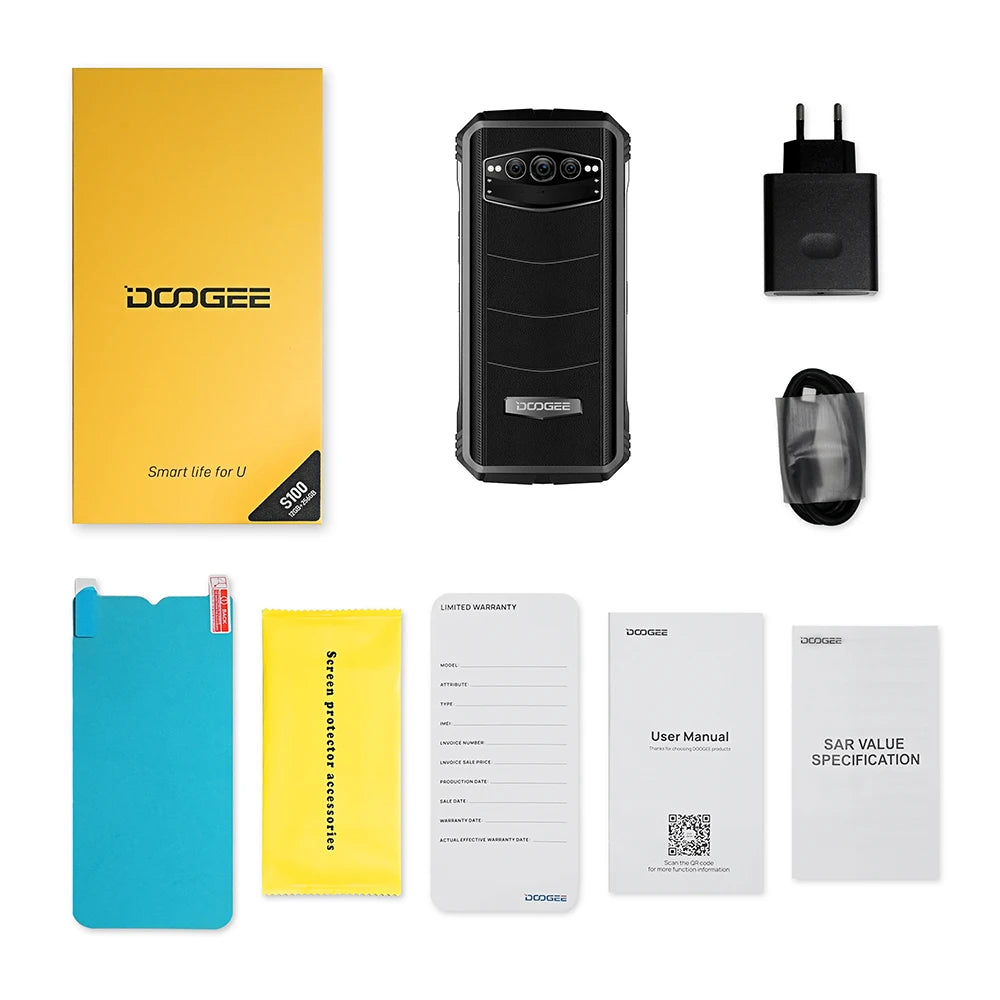 DOOGEE S100 12GB 256GB Flagship Smartphone 10800mAh 66W Fast Charge 108MP Rugged Mobile Phone 6nm Octa Core Android 12 Cellphone