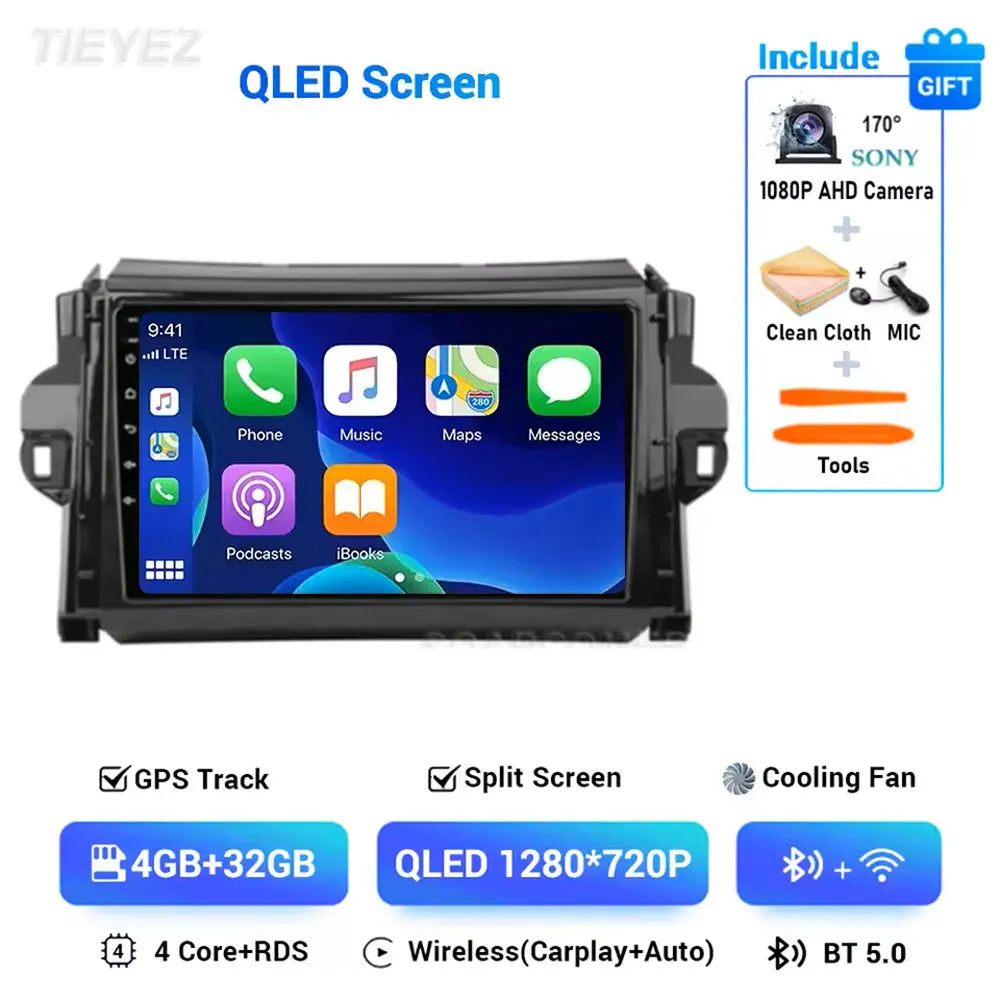 Car Android For Toyota Fortuner 2 SW4 2015-2022 Auto Radio Video Multimedia Player GPS Navigation In-cell QLED Screen 4G 2DIN