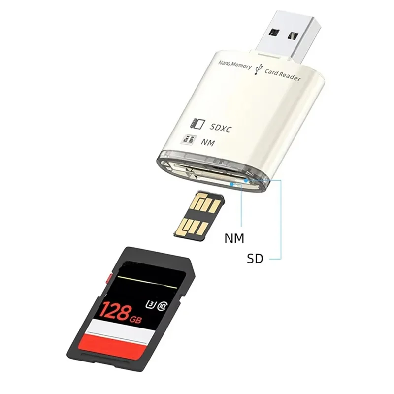 CABE-USB 3.0 SD SDXC Card Reader 8GB-128GB For Huawei NM Nano Memory Card Write Adapter PC Laptop Converter Extend Gold