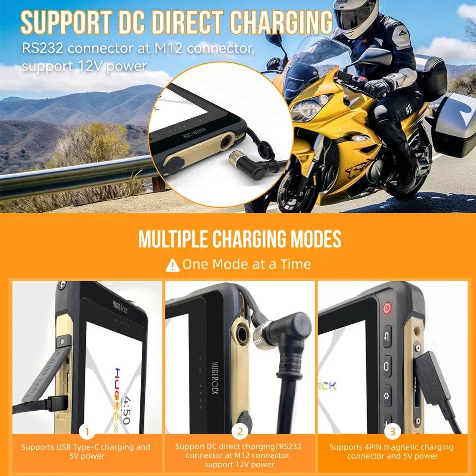 HUGEROCK 7 Inch X70 Rugged Tablet for Motorcycle Bicycle Navigation Camera Field Monitor 2600nit Android Smart PC Tablet 8+128GB