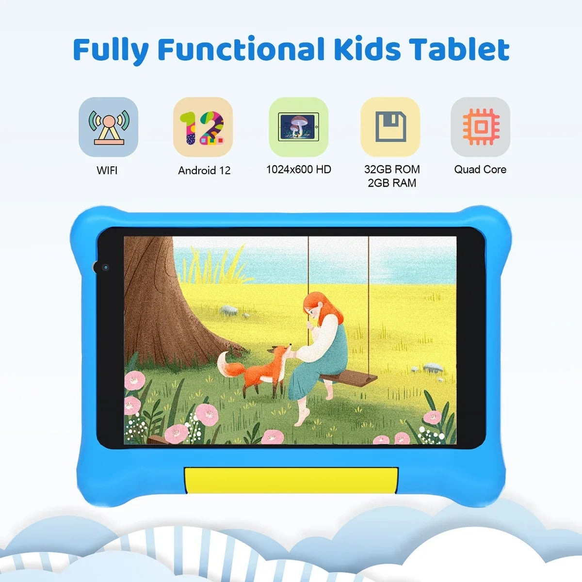7 Inch Kid Tablet Tablet for Children Android 13 5GB RAM 32GB ROM 128GB Expandable Quad Core Wi-Fi Bluetooth Type-C Children's