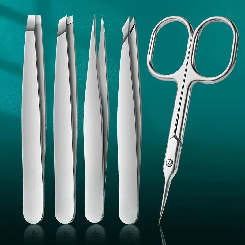 5pcs Professional-Grade Foot Care Kit with Stainless Steel Cuticle Scissors, Tweezers, and Nail Tools - Portable,Foot Care Tools