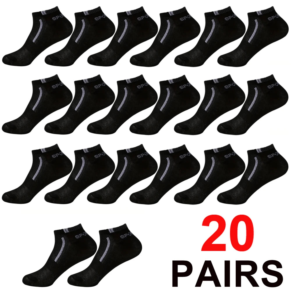 Men's Anti-Slip Boat Socks-5Pair Block Print Ankle Socks for Business & Sports, Breathable Sweat Resistant Anti-odor Comfortable