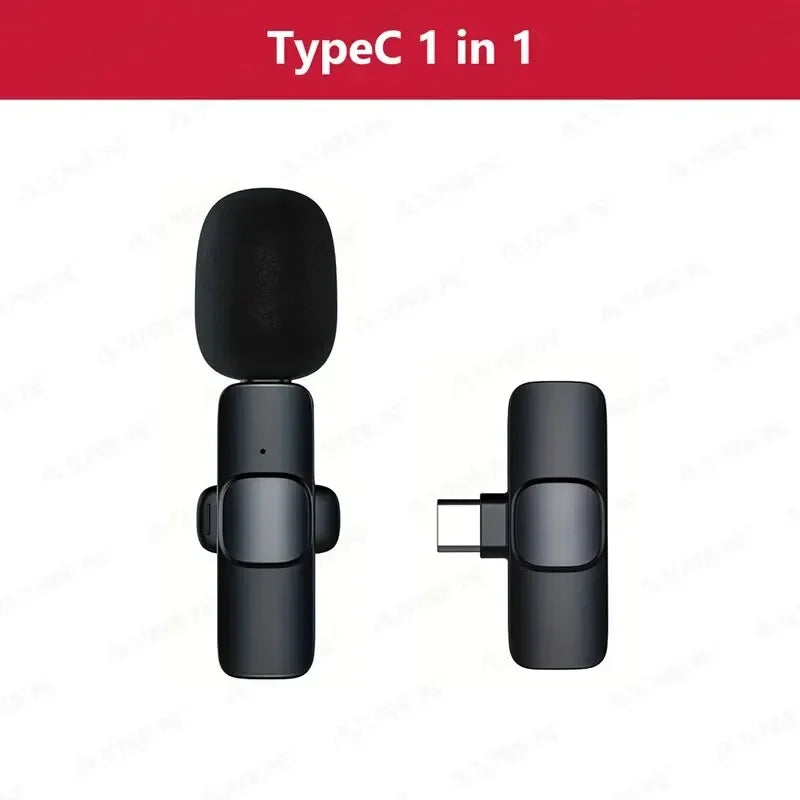 Type C Wireless Lavalier Microphone, Portable Audio Video Recording Mini Mic for Android Typec Live Broadcast Gaming Interview