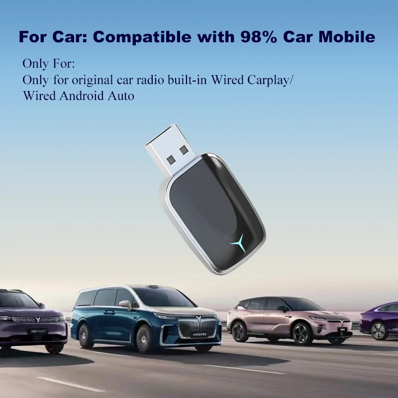 2in1 Wireless CarPlay Adapter Android Auto Dongle Wired to Wireless Plug And Play with USB AI Smart Box Car Intelligent System