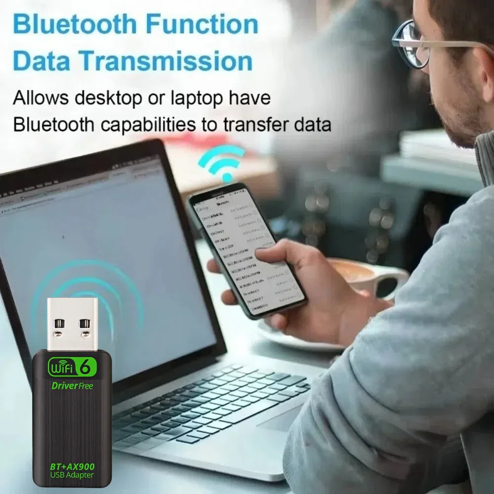 AX900 USB WiFi 6 Bluetooth 5.4 Adapter 2in1 Dongle Dual Band 2.4G&5GHz Network Wireless Receiver DRIVER FREE For Windows 10/11
