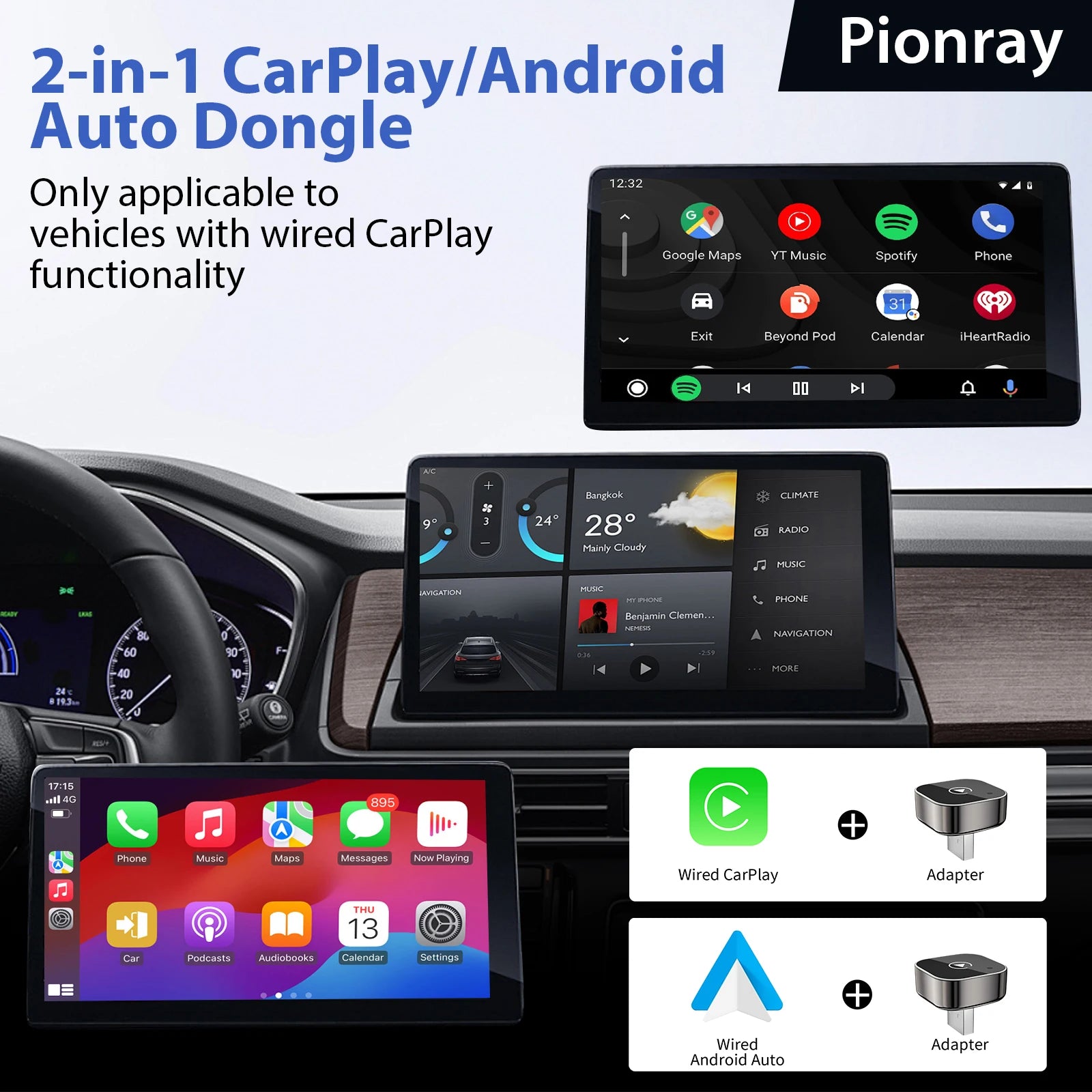 2025 Upgraded Mini Wireless CarPlay Adapter for Apple & Android - Plug & Play No Battery Required, Compatible with Various Car