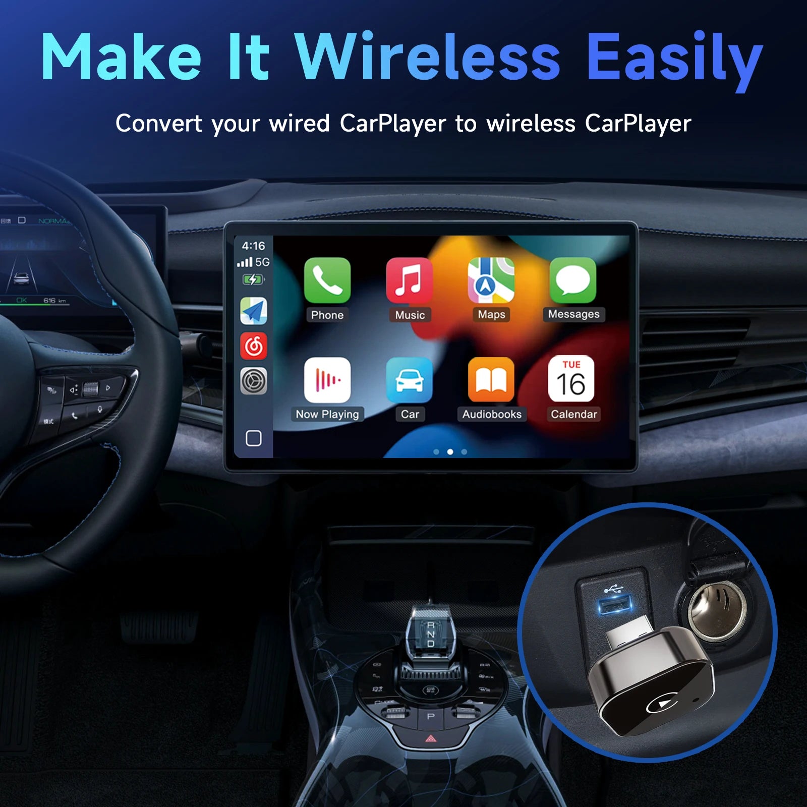 2025 Upgraded Mini Wireless CarPlay Adapter for Apple & Android - Plug & Play No Battery Required, Compatible with Various Car